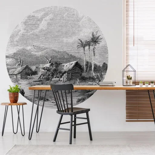 WallArt Papel de Parede Circular "Landscape of Guadeloupe" 190 cm