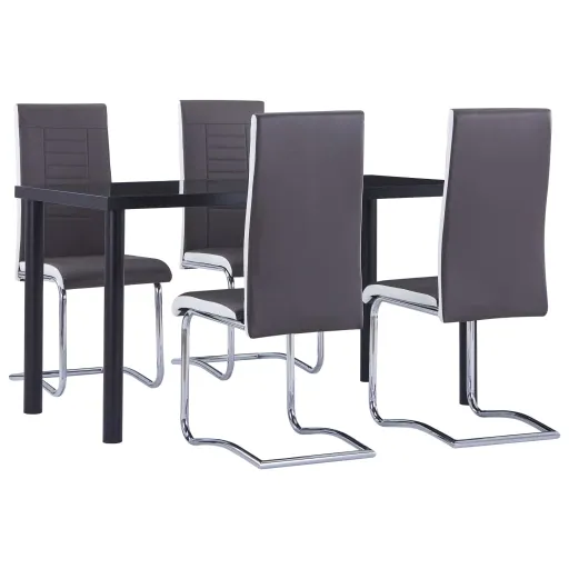 Conjunto de Jantar Couro Artificial Cinzento (5 pcs)