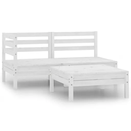 Conjunto Lounge de Jardim Pinho Maciço Branco (3 pcs)