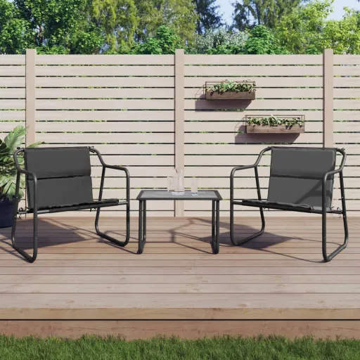 Conjunto Lounge de Jardim com Almofadões Aço Antracite (3 pcs)