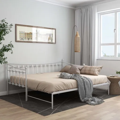 Estrutura Sofá-Cama de Puxar 90x200 cm Metal Branco