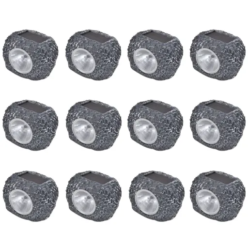 Holofote de Exterior c/ LEDs Energia Solar   Forma de Pedra (12 pcs)