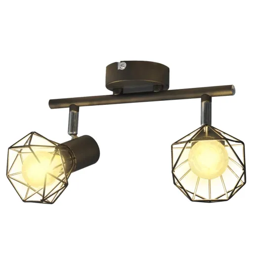 Candeeiro Estilo Industrial com 2 Lâmpadas de Filamento LED Preto