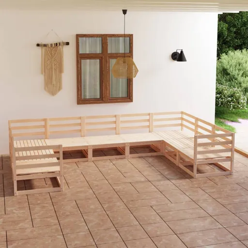 Conjunto Lounge de Jardim Pinho Maciço (9 pcs)