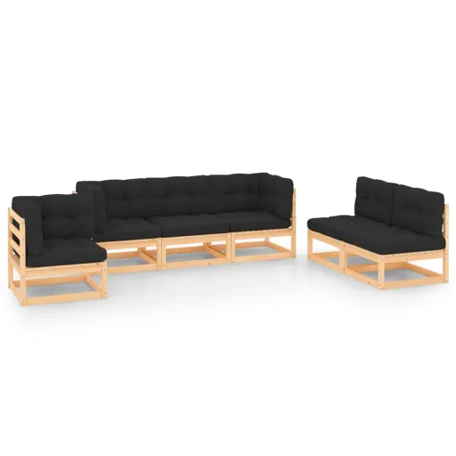 Conjunto Lounge de Jardim c/ Almofadões Pinho Maciço (6 pcs)