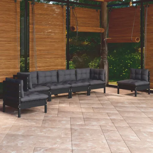 Conjunto Lounge de Jardim c/ Almofadões Pinho Maciço (6 pcs)