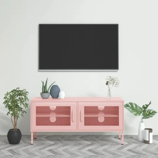 Móvel de TV Aço 105x35x50 cm Rosa