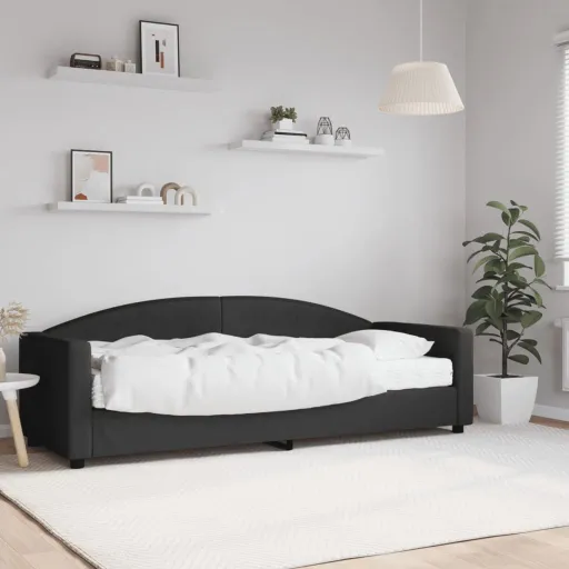 Sofá-Cama com Colchão 80x200 cm Tecido Preto