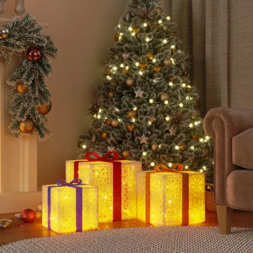 Presentes de Natal Iluminados   64 Luzes LED Branco Quente (3 pcs)