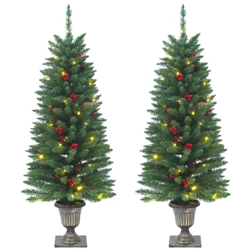 Árvores de Natal Artificiais   100 Luzes LED 120 cm Verde (2 pcs)