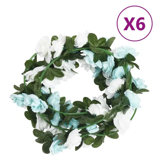 Grinaldas de Flores de Natal   240 cm Azul e Branco (6 pcs)