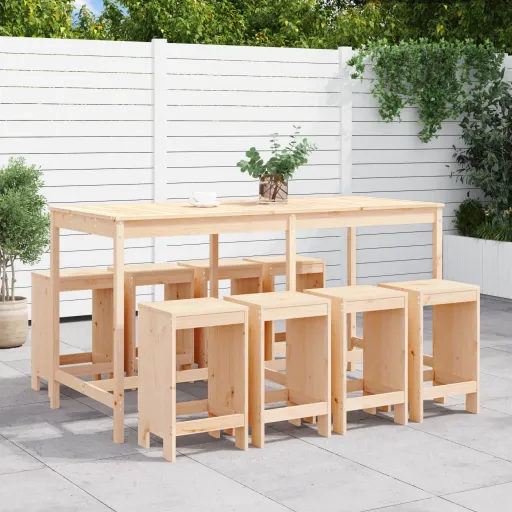 Conjunto de Bar para Jardim Pinho Maciço (9 pcs)