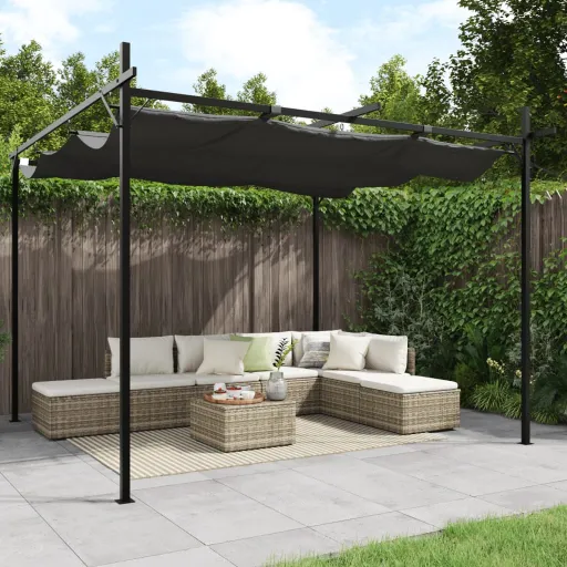 Pérgola com Toldo Retrátil 295x292x230 cm Cor Antracite