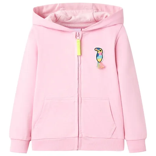 Sweatshirt para Criança com Capuz e Fecho Rosa-Brilhante 140