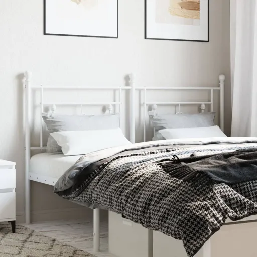 Cabeceira de Cama 160 cm Metal Branco