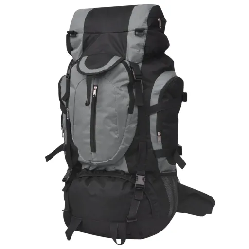 Mochila de Caminhada XXL 75 L Preto e Cinza