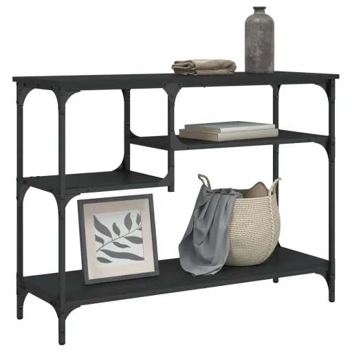 Mesa Consola c/ Prateleiras 100x35x75 cm Preto