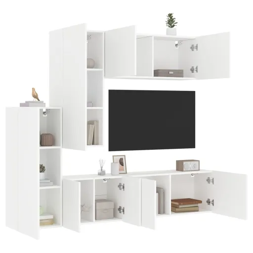 Móveis de Parede p/ TV Derivados de Madeira Branco (5 pcs)