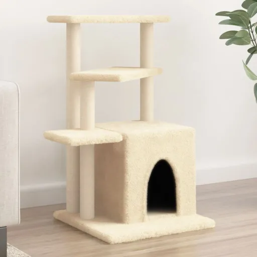 Árvore para Gatos c/ Postes Arranhadores Sisal 83,5 cm Creme