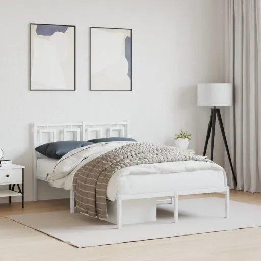 Estrutura de Cama com Cabeceira 120x200 cm Metal Branco