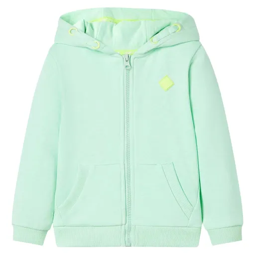 Sweatshirt para Criança com Capuz e Fecho Verde-Brilhante 140