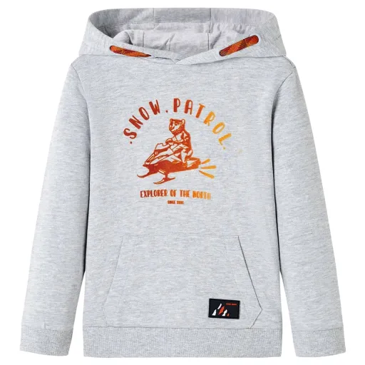 Sweatshirt para Criança com Capuz Cinzento Mesclado e Laranja 128