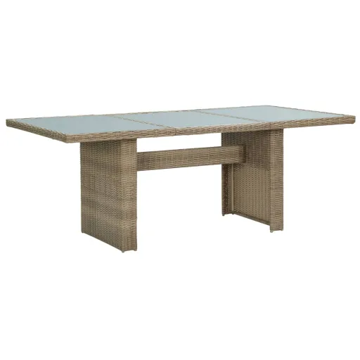 Mesa de Jantar Jardim 200x100x74 cm Vidro e Vime PE Castanho