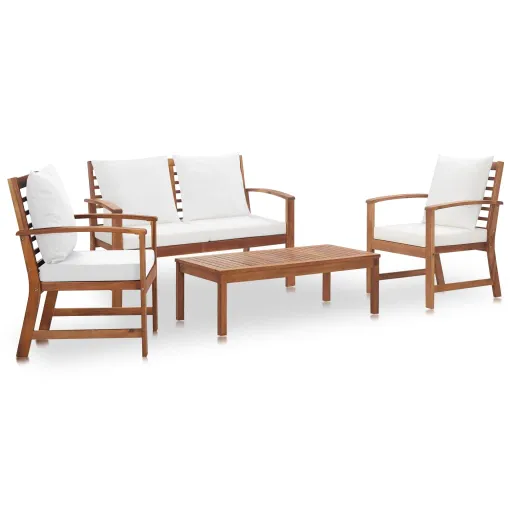 Conjunto Lounge de Jardim com Almofadões Acácia Maciça (4 pcs)