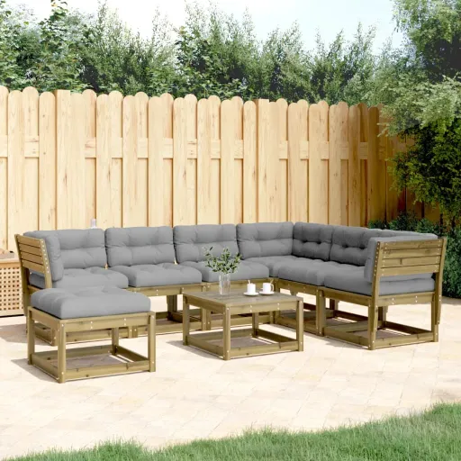 Conjunto Lounge de Jardim c/ Almofadões Pinho Impregnado (7 pcs)