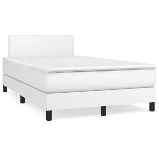 Cama Boxspring com Colchão 120x190 cm Couro Artificial Branco