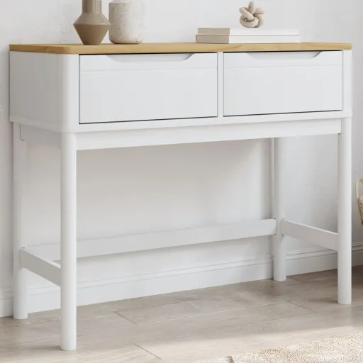 Mesa Consola FLORO 89,5x36,5x73 cm Pinho Maciço Branco