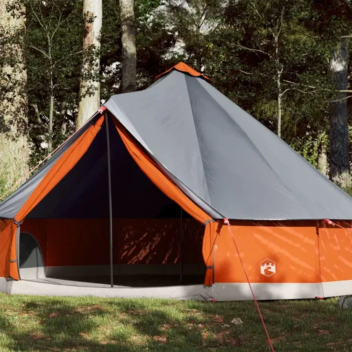 Tenda Familiar Tipi para 12 Pessoas Impermeável Cinza/Laranja