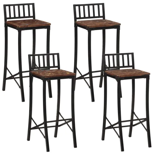 Cadeiras de Bar   Madeira Recuperada Maciça (4 pcs)