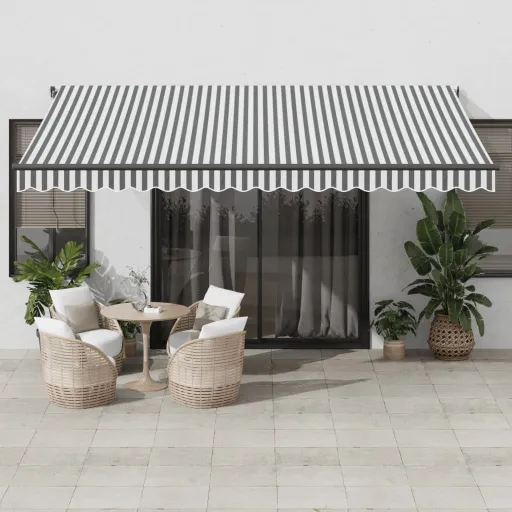 Toldo Retrátil Manual 450x300 cm Antracite e Branco