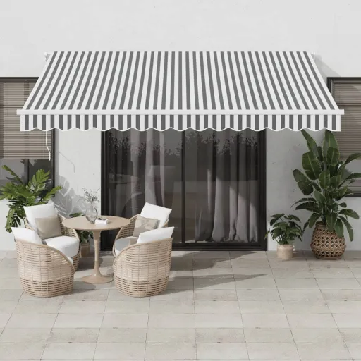 Toldo Retrátil Automático 400x300 cm Antracite e Branco