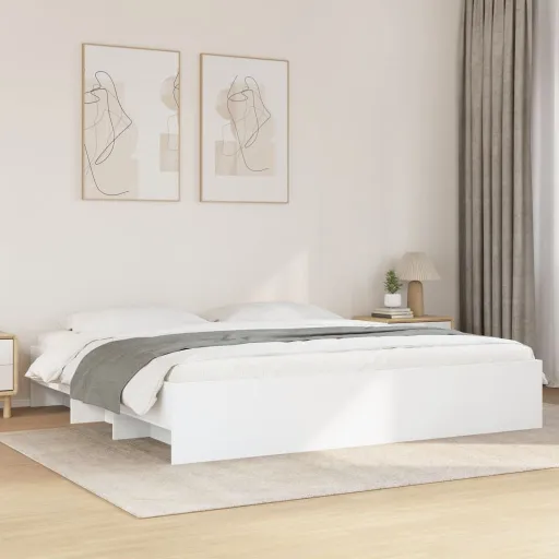 Estrutura de Cama 200x200 cm Derivados de Madeira Branco