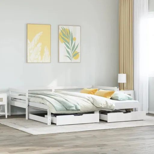 Sofá-Cama com Gavetão e Gavetas Sem Colchão 80x200 cm Branco