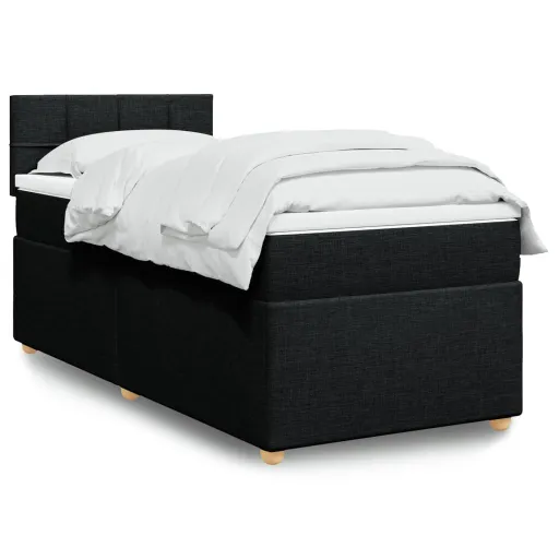 Cama Box Spring com Colchão Solteiro Tecido Preto