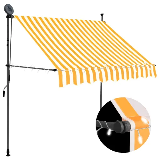 Toldo Retrátil Manual com LED 100 cm Branco e Laranja