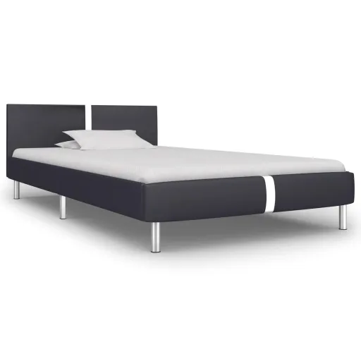 Estrutura de Cama 90x200 cm Couro Artificial Preto