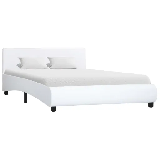 Estrutura de Cama 140x200 cm Couro Artificial Branco