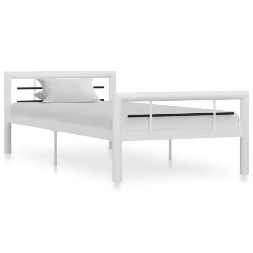 Estrutura de Cama 100x200 cm Metal Branco e Preto