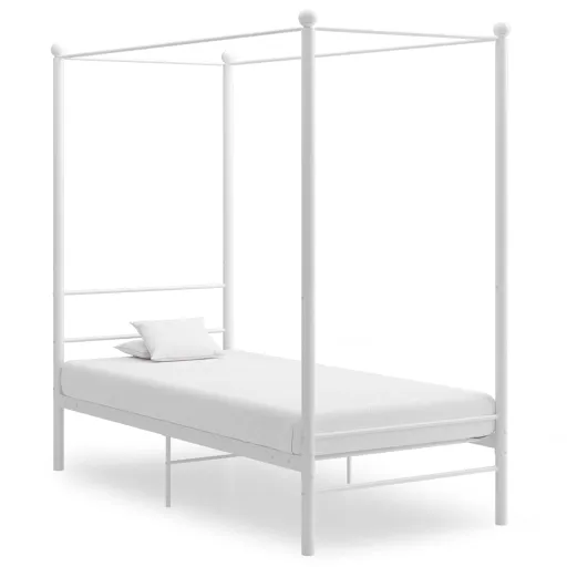 Estrutura de Cama com Dossel Metal Branco 90x200 cm