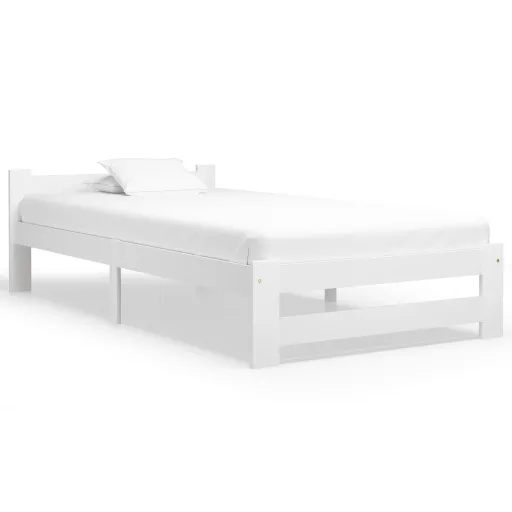 Estrutura de Cama 100x200 cm Pinho Maciço Branco