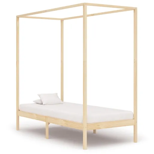 Estrutura de Cama com Toldo 100x200 cm Pinho Maciço