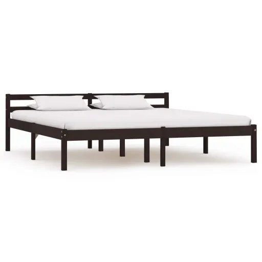 Estrutura de Cama 180x200 cm Pinho Maciço Castanho-Escuro