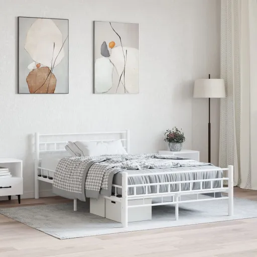 Estrutura de Cama Metal 140x200 cm Branco