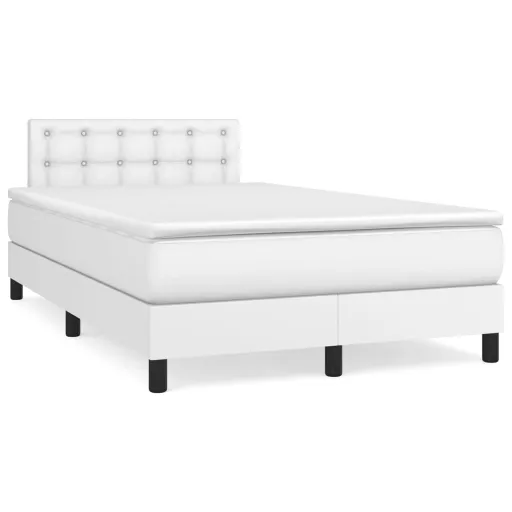 Cama Boxspring com Colchão 120x190 cm Couro Artificial Branco