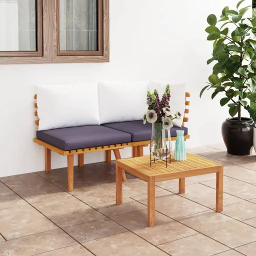 Conjunto Lounge de Jardim c/ Almofadões Acácia Maciça (2 pcs)