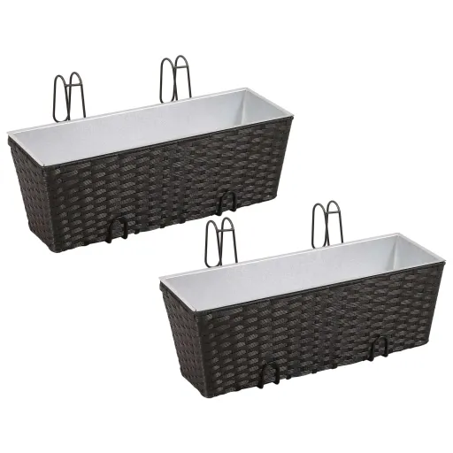 Conjunto de Plantadeiras de Rattan 2 Peças Preto